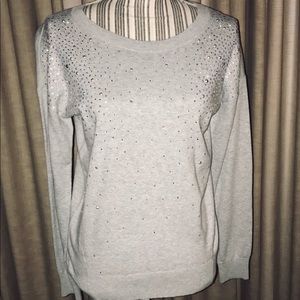 EXPRESS Heather Gray Lightweight Sweater w/ Bling